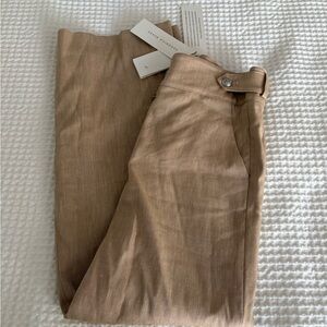 Veronica Beard Tan Tailored Chinos with Button-Tab Waist BWT